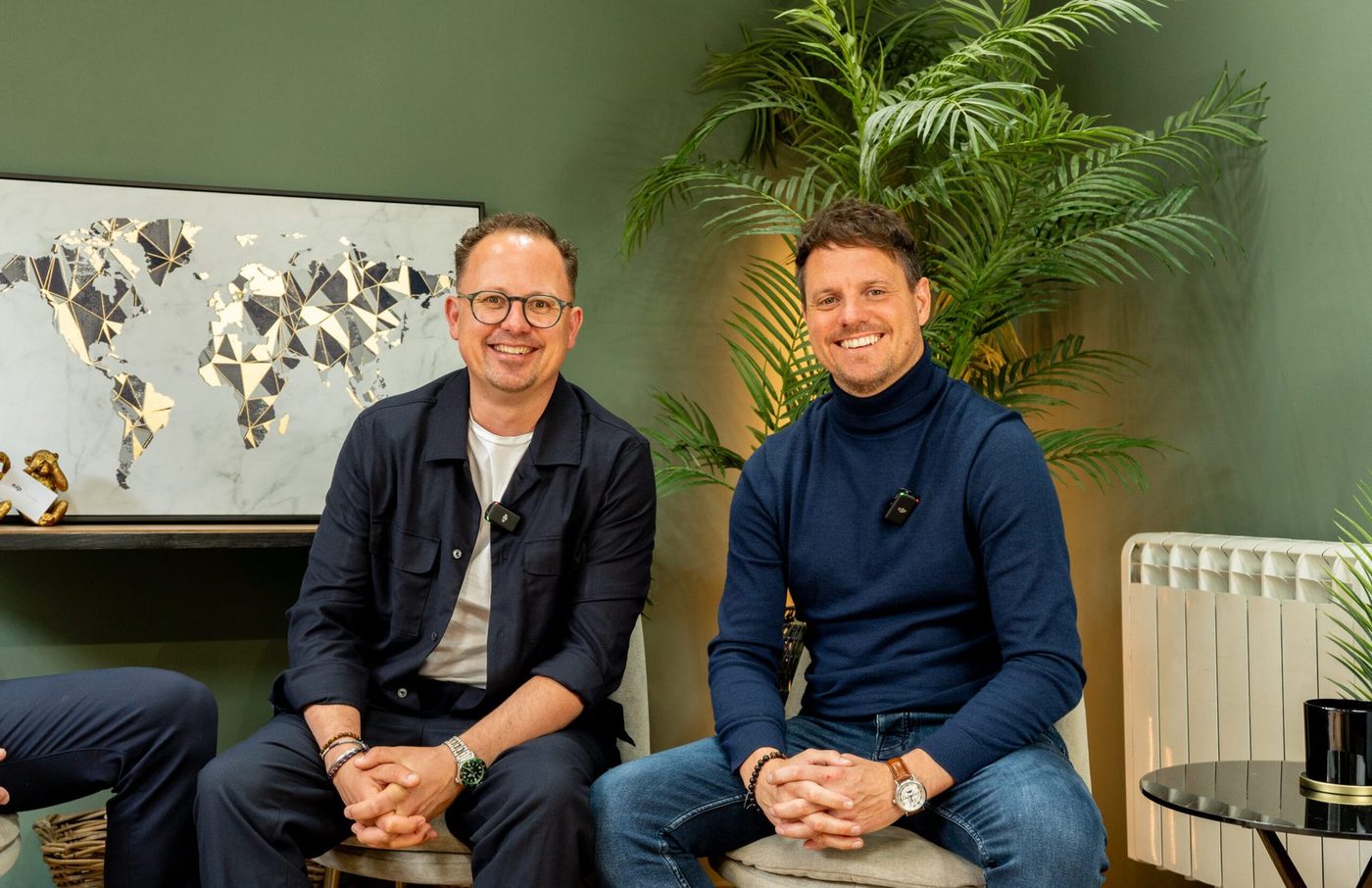Adam Mackay and Jamie Fisher, the two co-founders of Muvin, seated side by side